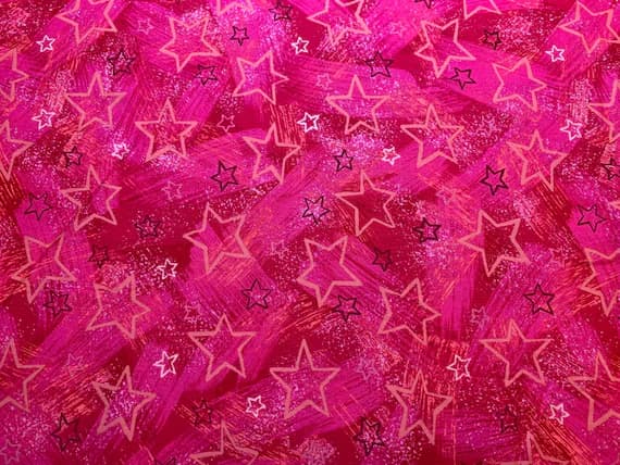 pink cotton fabric - Hot Pink Stars Cotton Fabric Vintage 90's OOP Color Bridge P&B