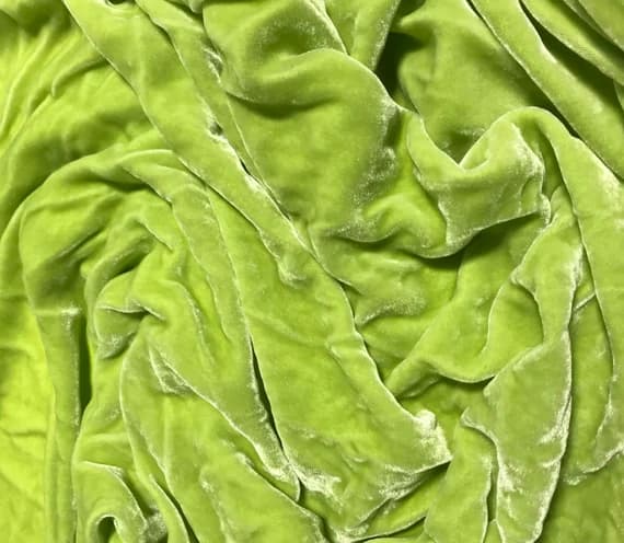 green velvet fabric - SPRING GREEN Hand Dyed Silk Velvet Fabric