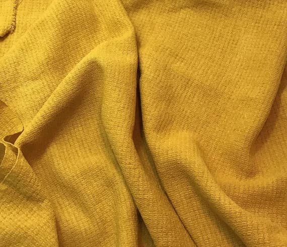 mustard noil fabric - Honey MUSTARD YELLOW Hand Dyed Raw Silk Squares Weave Check NOIL Fabric