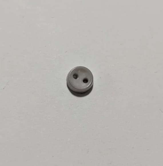 gray none - Gray Tiny Baby or Doll 2 Hole Plastic Button -7mm / 1/4 inch - Dill Buttons -Set of 6