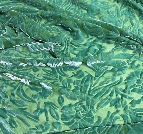 sage velvet fabric - SAGE GREEN Floral Burnout Hand Dyed Silk Velvet Fabric