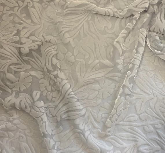 silver velvet fabric - SILVER GRAY Floral Burnout Hand Dyed Silk Velvet Fabric