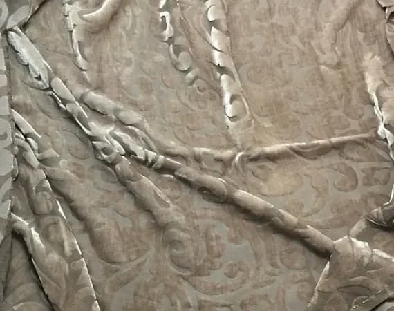 taupe velvet fabric - Taupe Gray Scroll - Hand Dyed Burnout Silk Velvet