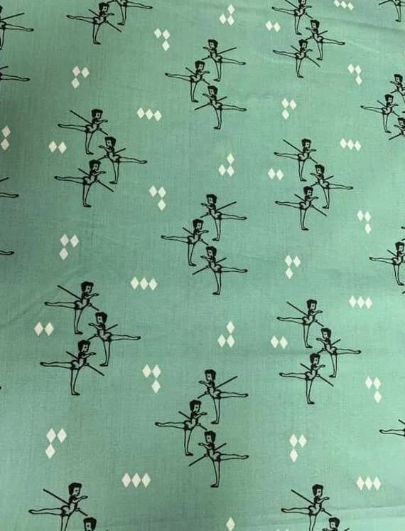 mint cotton fabric - Arabesque Mint - Pirouette - by Arleen Hillyer for Birch Organic Fabrics - Premium Cotton Fabric