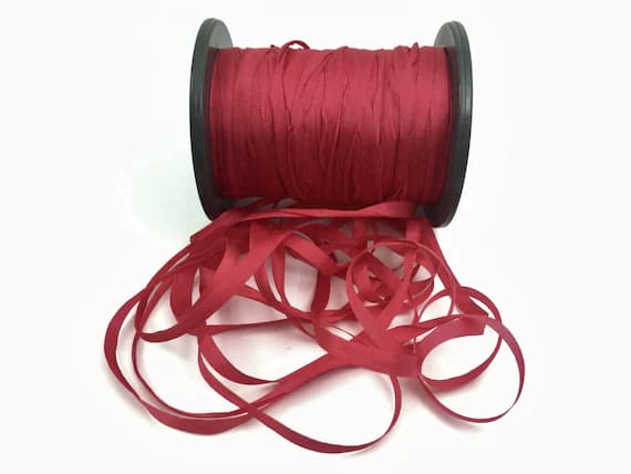 pink none - Hand Dyed Pomegranate Pink #77 Pure Silk Embroidery Ribbon 4mm 1/8" wide Japan -3 yards-