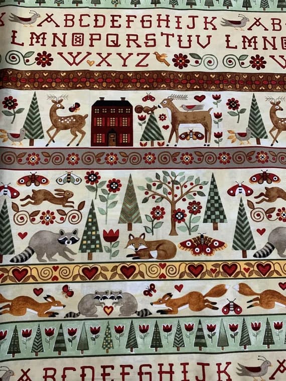 forest cotton fabric - For the Love of Nature - Pearl Forest Border Stripe - Riley Blake Cotton Fabric