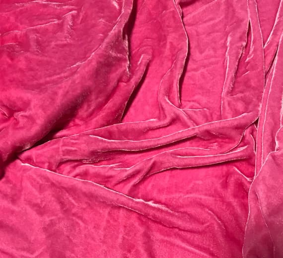 pink velvet fabric - BUBBLEGUM PINK Hand Dyed Silk Velvet Fabric