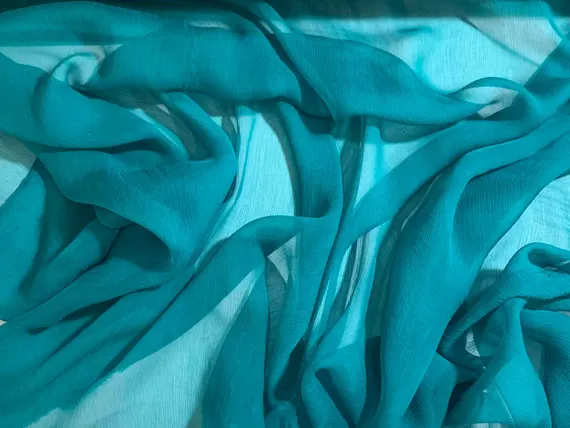 peacock chiffon fabric - Peacock Teal - 5mm Crinkle Silk Chiffon Fabric