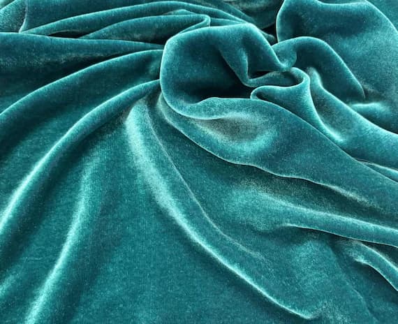 aqua velvet fabric - Iridescent AQUA Silk Velvet Fabric