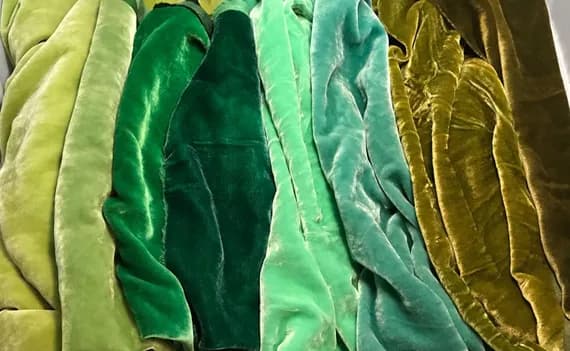 velvet fabric - Greens Sample Set - Hand Dyed Silk Velvet Fabric - 1/4 Yard x 45" Each