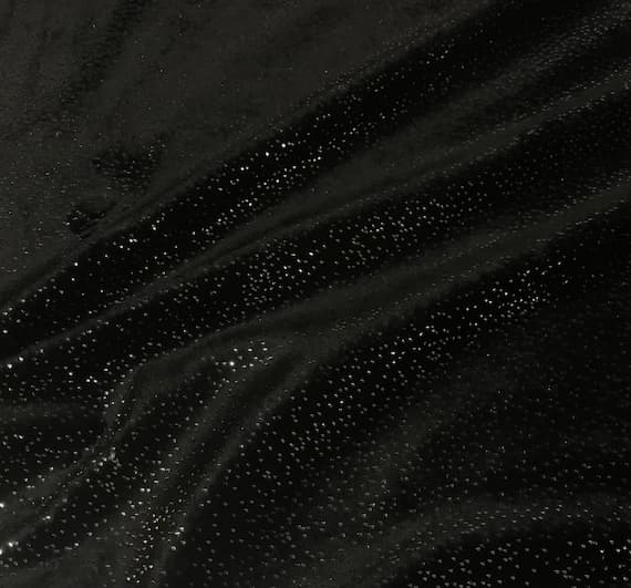 silver fabric - Black with Silver Metallic Glitter - Cuddle Minky Fabric