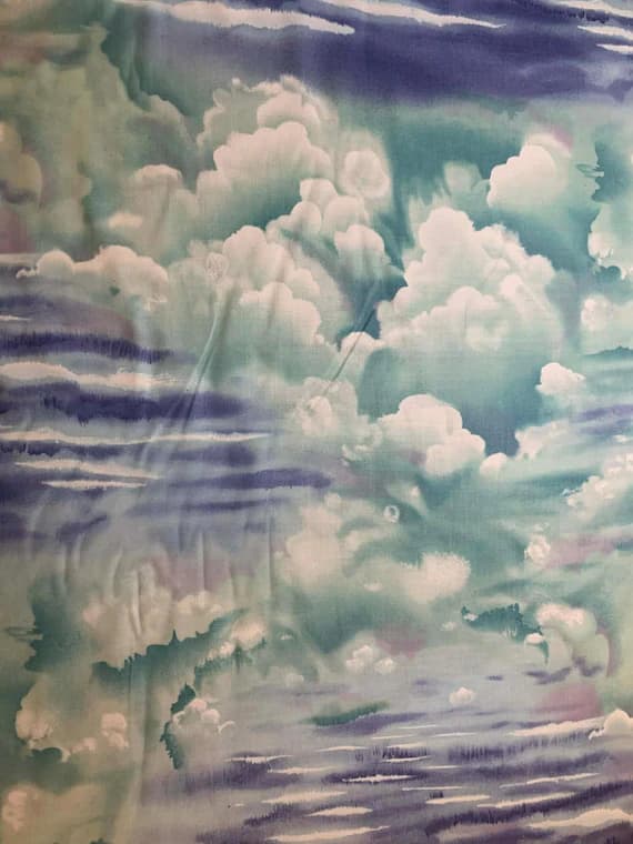 cotton fabric - Cloudy Sky Cotton Fabric Vintage 90's Michael Miller OOP