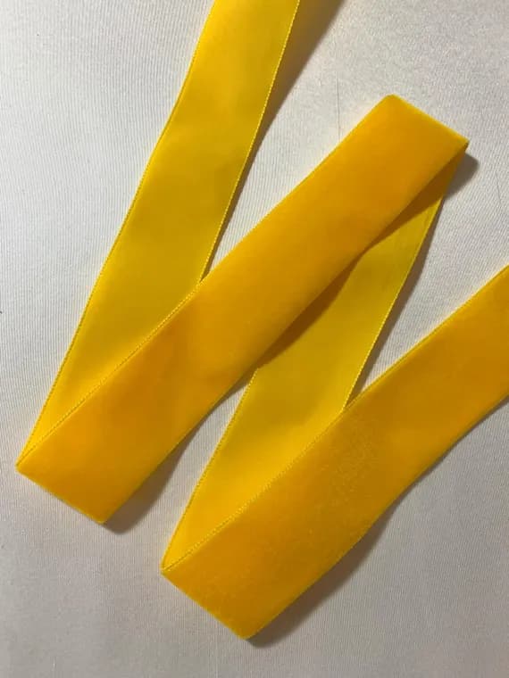 yellow none - BRIGHT YELLOW French Velvet Ribbon (1 1/2" wide)