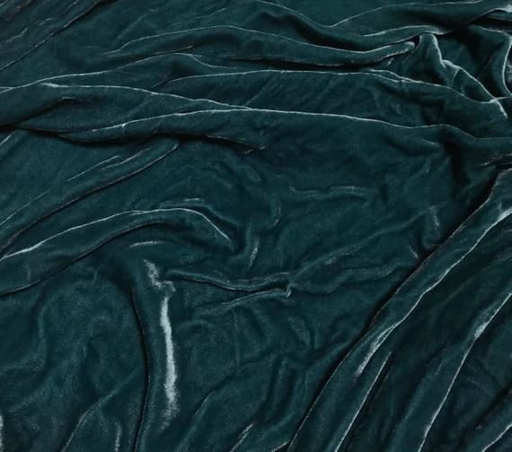 teal velvet fabric - Deep TEAL BLUE GREEN Hand Dyed Silk Velvet Fabric