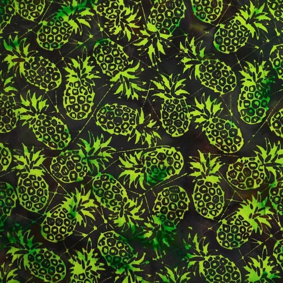 green cotton fabric - Green Pond Pineapples - Sagebrush - Batik by Mirah Cotton Fabric