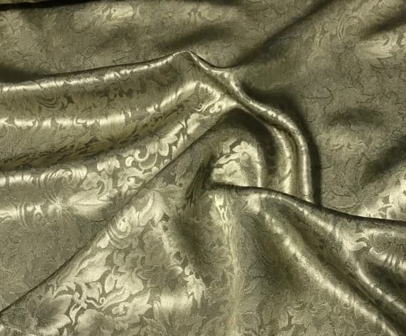 beige silk fabric - Beige Baroque Scroll - Silk Jacquard Fabric