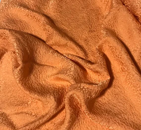 orange silk fabric - Hand Dyed Persimmon Orange Pebbles - Silk Jacquard Fabric