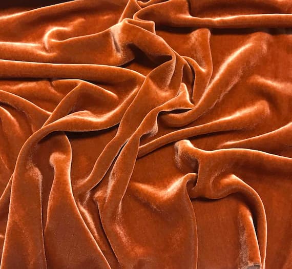 orange velvet fabric - IRIDESCENT PUMPKIN ORANGE Silk Velvet Fabric