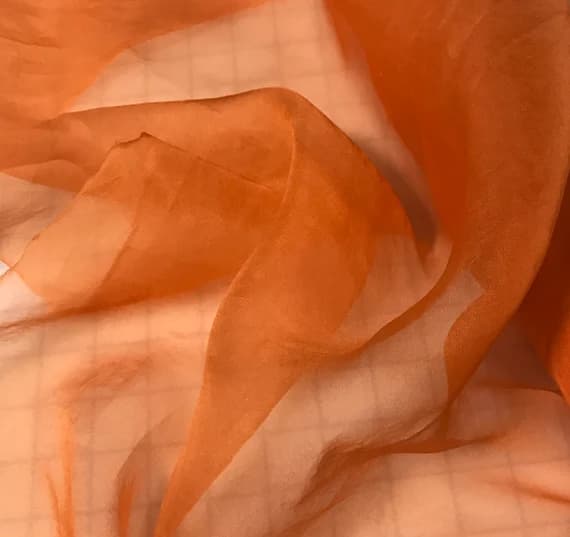 orange organza fabric - Hand Dyed PERSIMMON ORANGE - Silk Organza Fabric