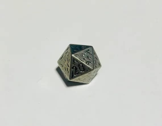 silver none - DND 20 Sided Die Dice Silver Metal Button - Dill Buttons Brand (Set of 2)