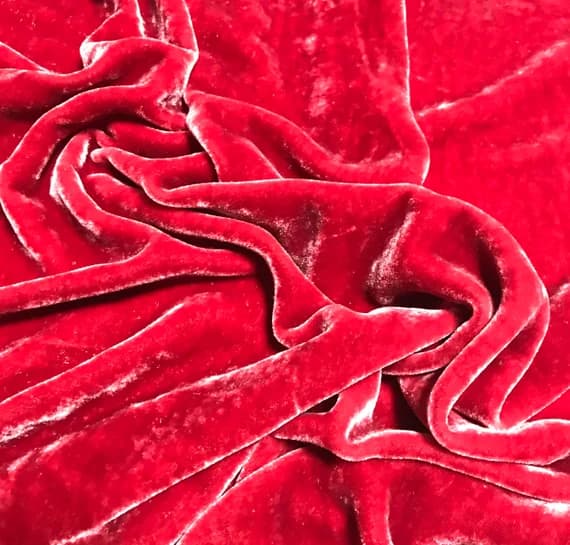 velvet fabric - CHERRY BOMB Hand Dyed Silk Velvet Fabric