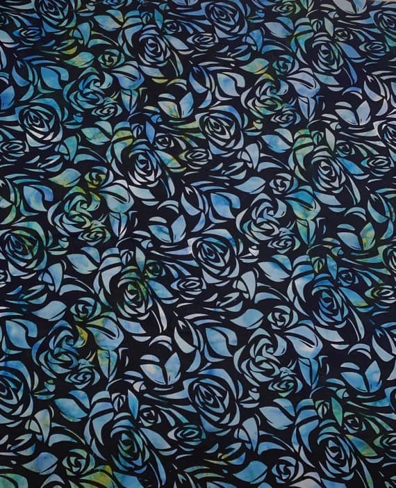 cotton fabric - Ocean Blues Floral - Cubism Sandy Shoreline - Banyan Batiks Studio for Northcott Fabric