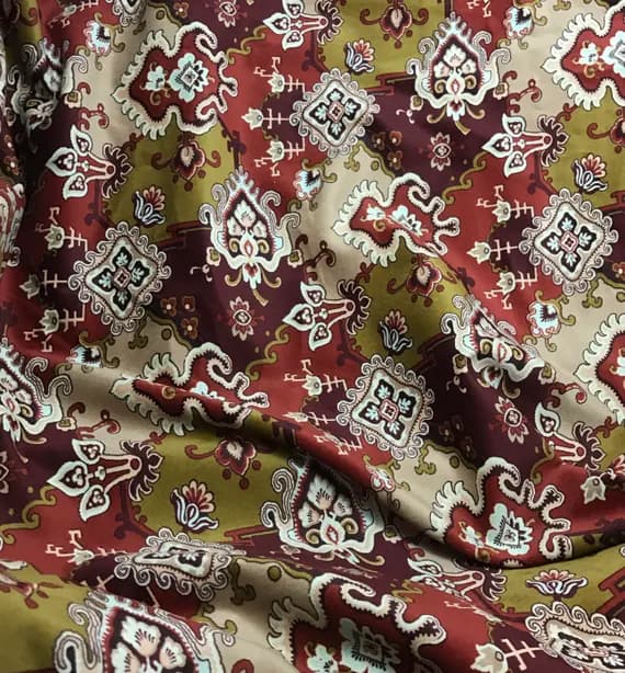 mustard velvet fabric - Mustard & Brick Medallions VELVET VELVETEEN Fabric - Cotton Home Dec 56" wide