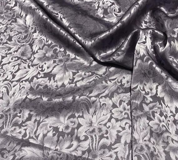 lavender silk fabric - Lavender Baroque Scroll - Silk Jacquard Fabric