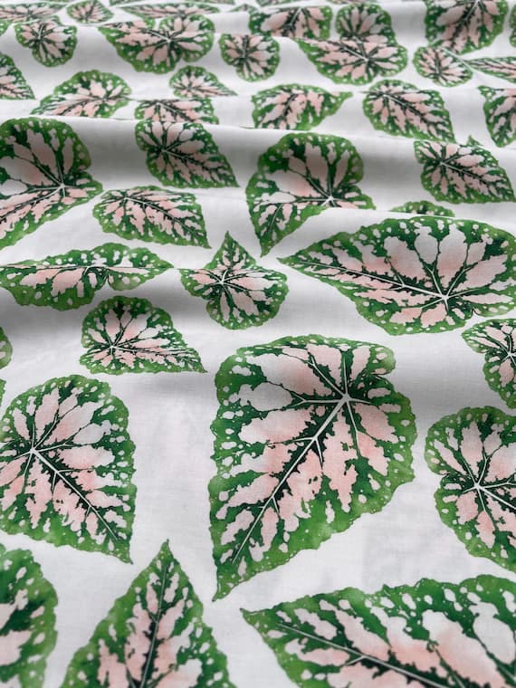peach cotton fabric - Modern Botanicals - Jungle Peach Leaves - Paintbrush Studio Cotton Fabrics