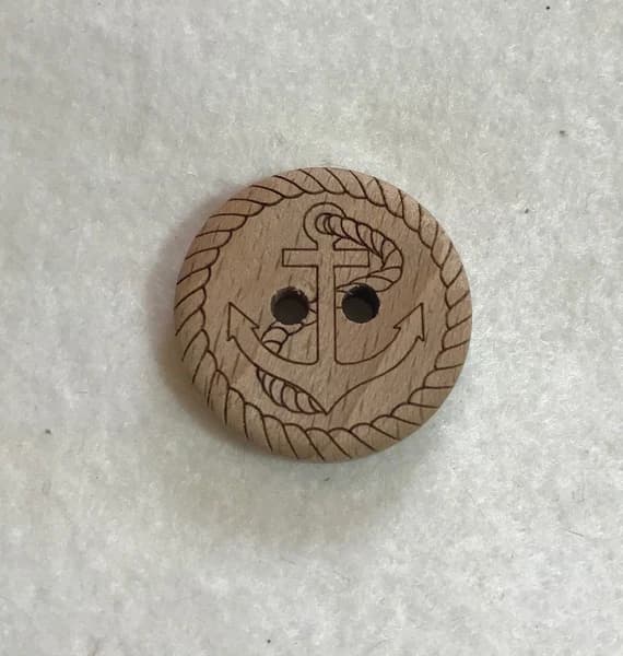 none - Nautical Ship Anchor Wood Button - Dill Buttons Brand (3 Sizes to Choose From)