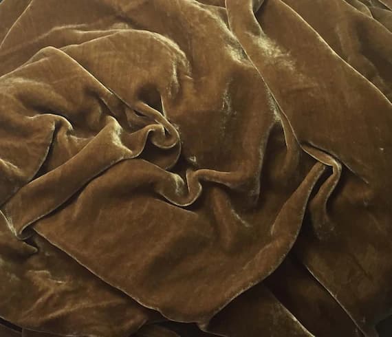 gold velvet fabric - ANTIQUE GOLD Silk Velvet Fabric