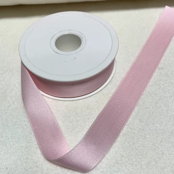 pink none - Baby Pink Satin 100% COTTON Ribbon 1" wide Made in France