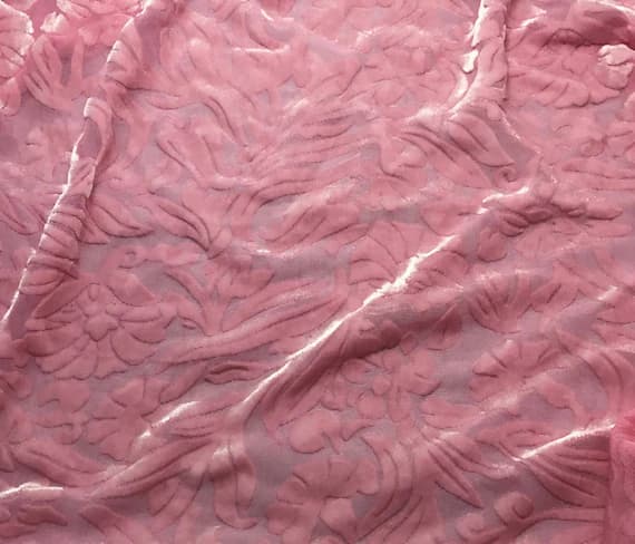 pink velvet fabric - BABY PINK Floral Burnout Hand Dyed Silk Velvet Fabric