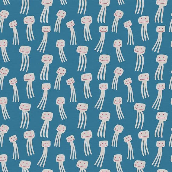 blue cotton fabric - Octopuses on Blue - Animal Kingdom - by Jessica Nielsen for Paintbrush Studio 100% Cotton Fabric