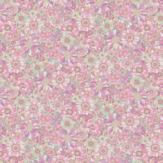 pink cotton fabric - Pink Floral - Yoihana - Cosmo Cotton Broadcloth Fabric