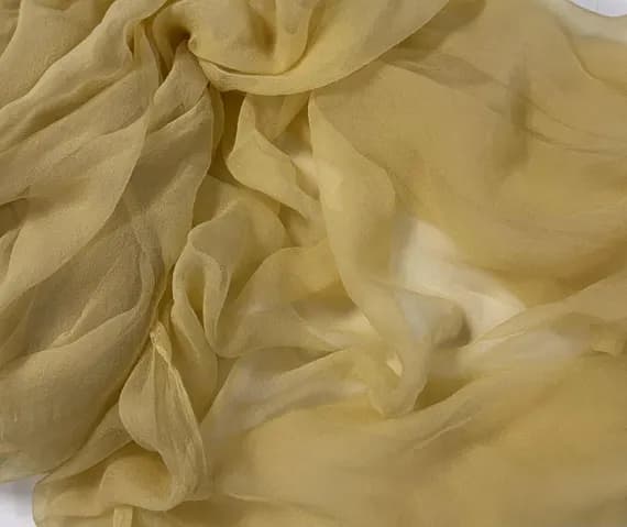 yellow chiffon fabric - Hand Dyed GOLDEN YELLOW - Silk Gauze Chiffon Fabric