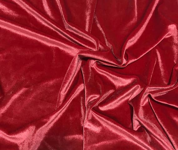 red velvet fabric - Cherry Red - Stretch Polyester Velvet Fabric
