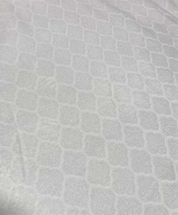 white fabric - Snow White Embossed Spa Tile - Cuddle Minky Fabric