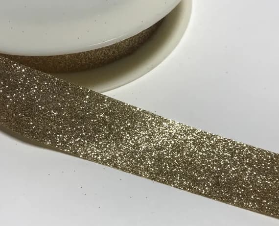 gold none - Metallic GOLD Iridescent GLITTER Ribbon Trim (1" wide) x 3 yards