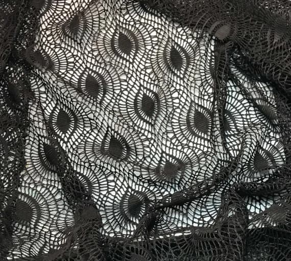 brown lace - Chocolate Brown Crochet LACE Fabric - Eye Feather- 54" wide