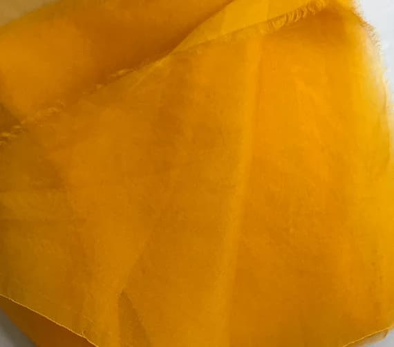 yellow organza fabric - Hand Dyed GOLDEN YELLOW - Silk Organza Fabric