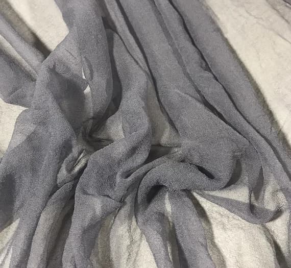 gray chiffon fabric - Hand Dyed PEARL GRAY - Silk Gauze Chiffon Fabric