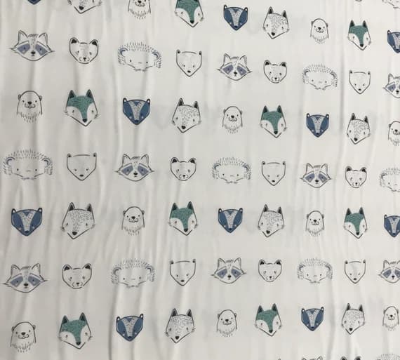 cotton fabric - Furries Cool Pine Lullaby - Art Gallery Fabrics - Cotton Knit