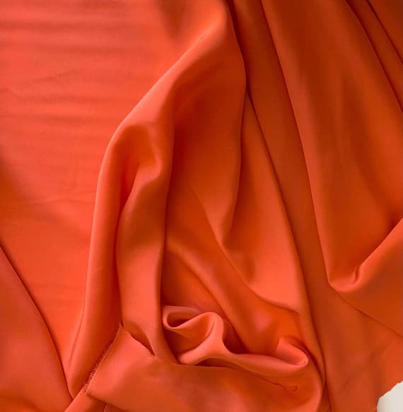 coral crepe fabric - Salmon Coral Orange - 16mm Silk Crepe de Chine Fabric