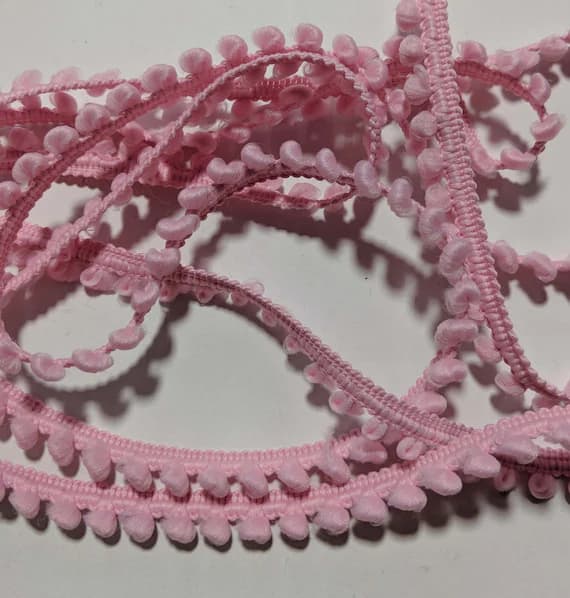 pink none - PINK French Pom Pom Trim (3/8" wide)