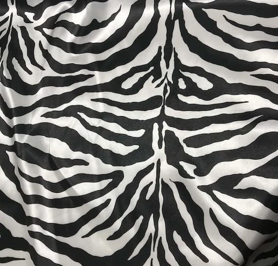 black charmeuse fabric - Black & White Zebra Stripes - Faux Silk Charmeuse Satin Fabric