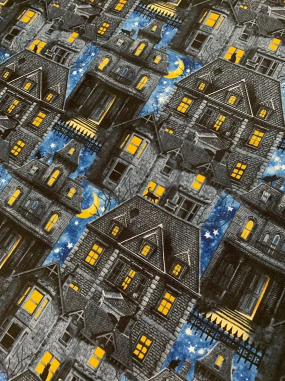 cotton fabric - Hocus Pocus Haunted Houses - Northcott Cotton Fabric 25446-48