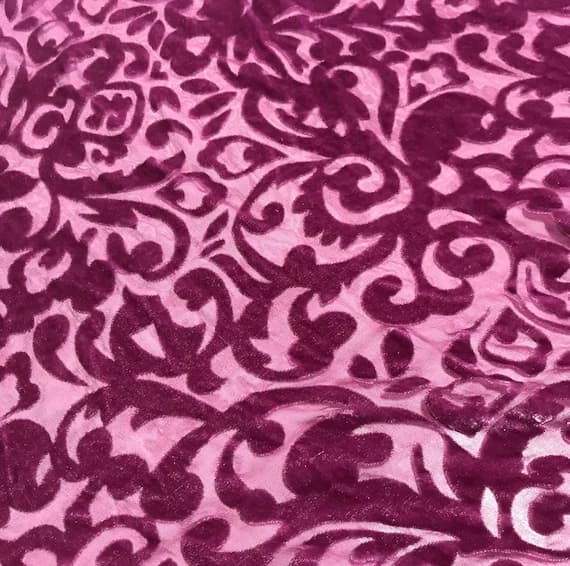 lilac velvet fabric - Lilac Scroll - Hand Dyed Burnout Silk Velvet