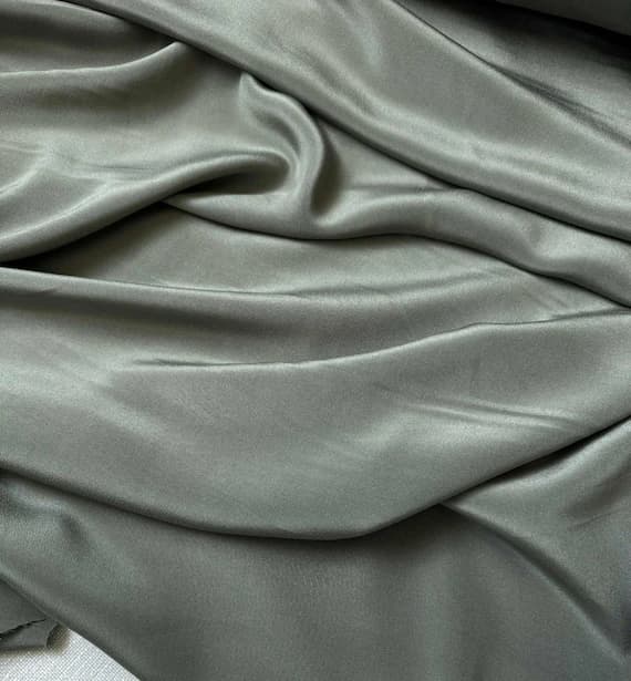 green crepe fabric - Dried Thyme Green - 16mm Silk Crepe de Chine Fabric